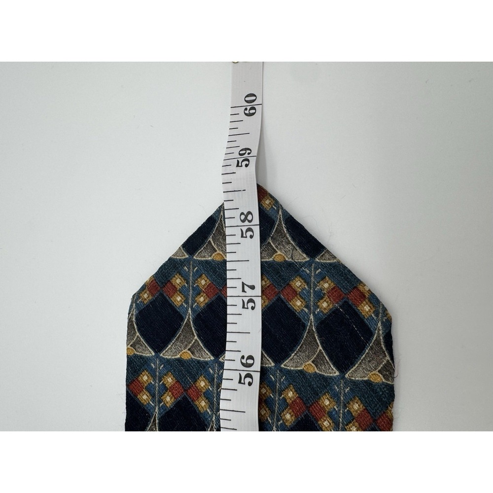 Ermenegildo Zegna Silk Tie Blue Geometric Pattern Made in USA Designer Necktie - Picture 8 of 8